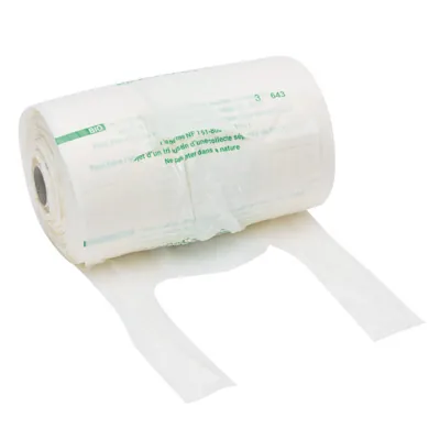 Sac bretelle biodégradable transparent 23 x 6 x 50 cm plastique biosourcé - Rouleau de 400 sacs - Sacs plastique bretelles-1