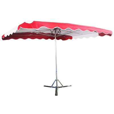 Parasol professionnel de marché télescopique - Parasol forain - Rouge / Blanc - 300 x 250 cm - armature alu, toile + housse - Parasols de marché, Parasols forains