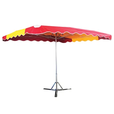 Parasol professionnel de marché télescopique - Parasol forain - Rouge / Jaune - 300 x 250 cm - armature alu, toile + housse - Parasols de marché, Parasols forains