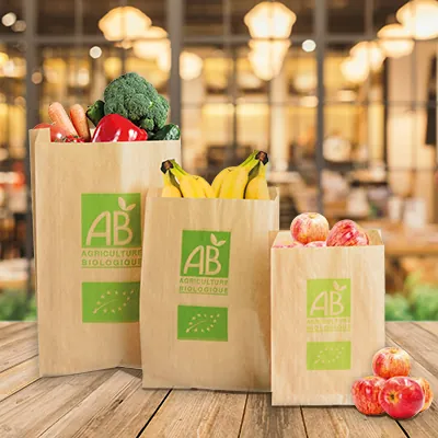 Sac fruits et légumes Bio kraft brun 1kg 17 x 6 x 26 cm - Sac papier primeur - Lot de 1000 - Sacs fruits et légumes-1