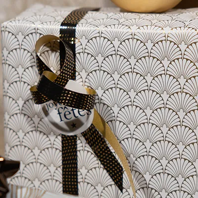 Bolduc noir et or Komodo Starmétal 10 mm x 250 m polypropylène - Bolducs imprimés et à motifs-1