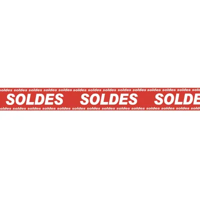 Banderole SOLDES 15 cm x 10 m rouge/rouge - Affichage Soldes - Banderoles Soldes et Destockage