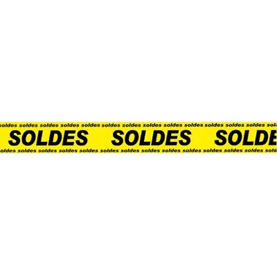 Banderole SOLDES 15 cm x 10 m jaune/noir - Affichage Soldes - Banderoles Soldes et Destockage