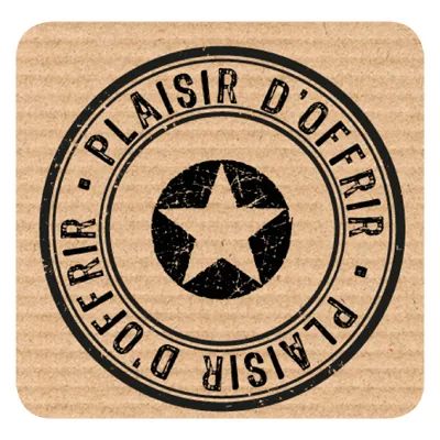 Étiquettes cadeaux adhésives Plaisir d'offrir kraft brun 35 x 35 mm - Boîte de 500 - Étiquettes cadeaux adhésives