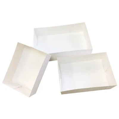 Caissette pâtissière blanche carton sans couvercle 13,4 x 9,8 x H 4,3 cm – Paquet de 100 - Boîtes pâtissières