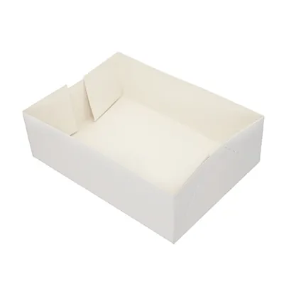 Caissette pâtissière carton blanc sans couvercle 13,4 x 9,8 x 4,3 cm - Lot de 100 - Boîtes pâtissières, Caissettes pâtissières-1