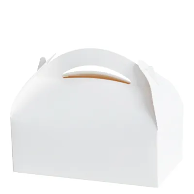 Boîte pâtissière avec poignée 18 x 10 x H 7 cm blanc - Paquet de 50 - Boîtes pâtissières