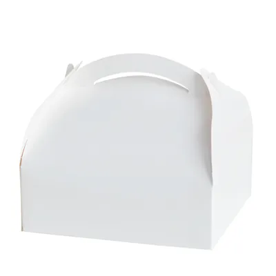 Boîte pâtissière carton avec poignée 20 x 18 x 7 cm - Caissette pâtissière à poignée - Blanc - Lot de 50 - Boîtes pâtissières, Caissettes pâtissières