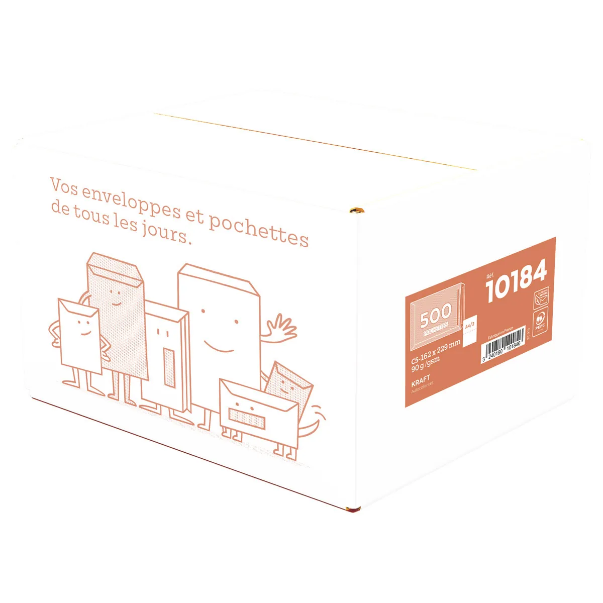 Pochette C5 kraft brun sans fenêtre La Couronne 162 x 229 mm 90g – Boîte de 500 - Pochettes kraft-1