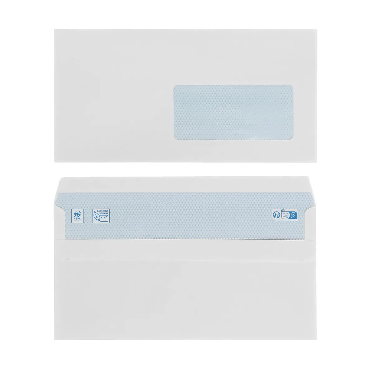 Enveloppe blanche DL 110 x 220 mm 80g avec fenêtre La Couronne - Paquet de 500 - Enveloppes blanches