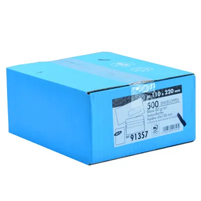 Enveloppe blanche DL 110 x 220 mm 80g avec fenêtre La Couronne - Paquet de 500 - Enveloppes blanches-1