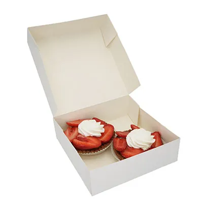 Boite traiteur carton blanc 16 x 16 x 5 cm - Boite plateau traiteur - Boîte pâtissière - Lot de 50 - Boîtes pâtissières-3