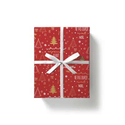 Papier cadeau Jennyfer rouge, blanc & or motifs Noël 70 cm x 50 m 60 g/m² – Le rouleau - Papier cadeaux couchés à motifs-2