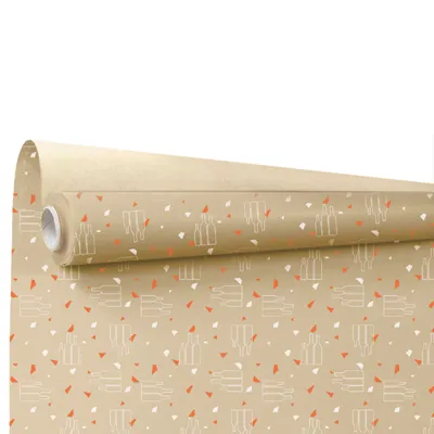 Papier cadeau Apogée bouteilles & verres kraft 69 cm x 50 m 60 g/m² – Le rouleau - Papiers cadeaux kraft à motifs-1