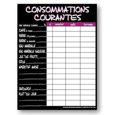 Panneau consommations courantes - Affichage Prix et tarifs
