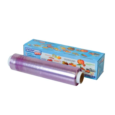 Film étirable alimentaire en boîte distributrice avec lame plastique 45 cm x 300 m - Films, papiers ingraissables et sachets papier alimentaires