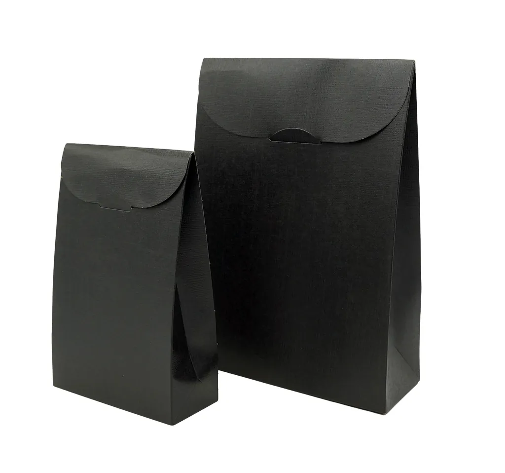 Pochette cadeau noire carton finition luxe 11,5 x 5,5 x 18 cm - Paquet de 10 - Pochettes cadeaux luxe-3