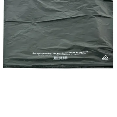 Sac bretelle plastique réutilisable noir PEBD 50L 50μ 40 x 20 x 70 cm - Lot de 250 - Sacs bretelles plastique réutilisables-1