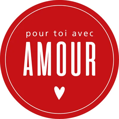 Etiquette Saint Valentin Amour ø 35 mm Rouge / Blanc - Sticker Saint Valentin - Rouleau de 500 - Étiquettes cadeaux adhésives