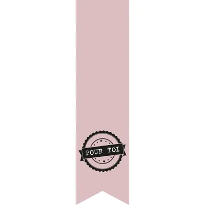 Étiquette cadeau adhésive pour sac Pour toi Vieux rose / Noir 35 x 135 mm - Paquet de 200 - Étiquettes cadeaux ferme sac