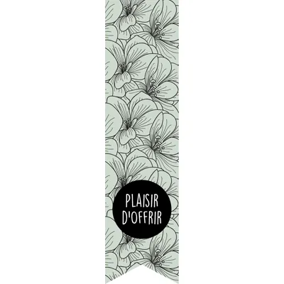 Étiquettes adhésives pour sacs Plaisir d'offrir - Vert d'eau / Noir - L 35 x H 135 mm - Paquet de 200 - Étiquettes cadeaux ferme sac