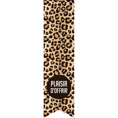 Étiquettes adhésives pour sacs Plaisir d'offrir - Léopard beige - L 35 x H 135 mm - Paquet de 200 - Étiquettes cadeaux ferme sac