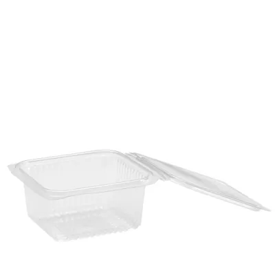 Barquette avec couvercle charnière 375 ml 12,7 x 11,5 x 5,5 cm - Barquette plastique - Lot de 50 - Barquettes plastique-1