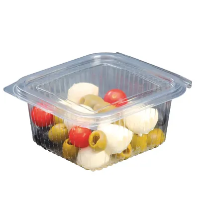 Barquette avec couvercle charnière 375 ml 12,7 x 11,5 x 5,5 cm - Barquette plastique - Lot de 50 - Barquettes plastique-2