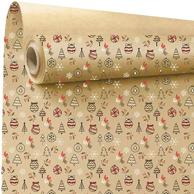 Sac cadeau Noël kraft Oriane 23 + 12 x 30 cm - Paquet de 50 - Sacs kraft à motifs-1