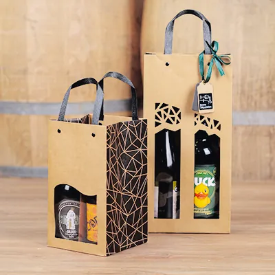 Sac kraft pour 4 bouteilles de bière 25 à 33 cl 15 + 15 x 26 cm, paquet de 10 - Mètres de bières, Emballages pour bouteilles de bières-6