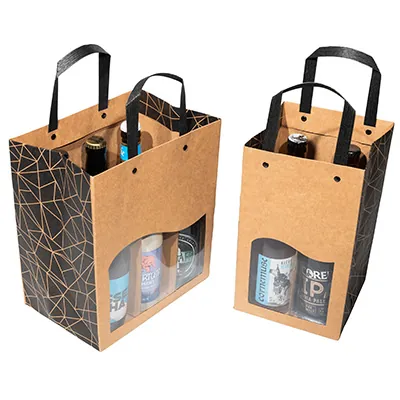 Sac kraft pour 4 bouteilles de bière 25 à 33 cl 15 + 15 x 26 cm, paquet de 10 - Mètres de bières, Emballages pour bouteilles de bières-5