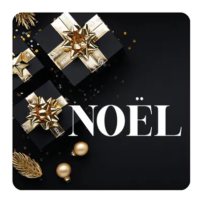 Étiquette cadeau adhésive NOËL Noir / Or 35 x 35 mm - Boîte de 500 - Étiquettes cadeaux adhésives