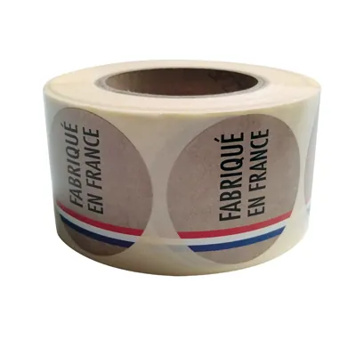 Étiquette adhésive kraft ronde “Fabriqué en France” ø35 mm certifiée FSC – boîte de 500 - Étiquettes cadeaux adhésives-1