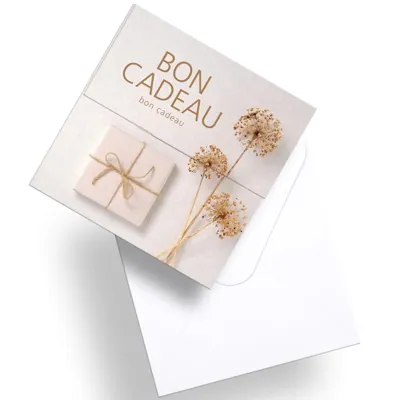 Bon cadeau motif cadeau et fleurs séchées 12 x 12 cm - Paquet de 12 - Bons cadeaux