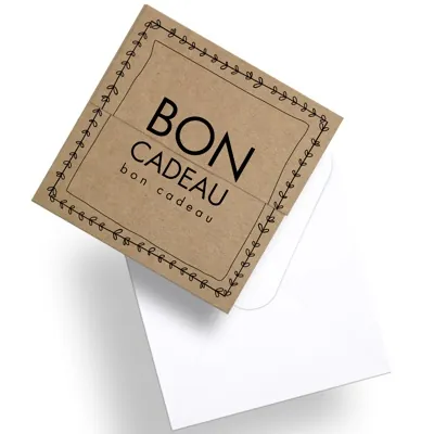 Bon cadeau kraft brun / noir 12 x 12 cm - Paquet de 12 - Bons cadeaux