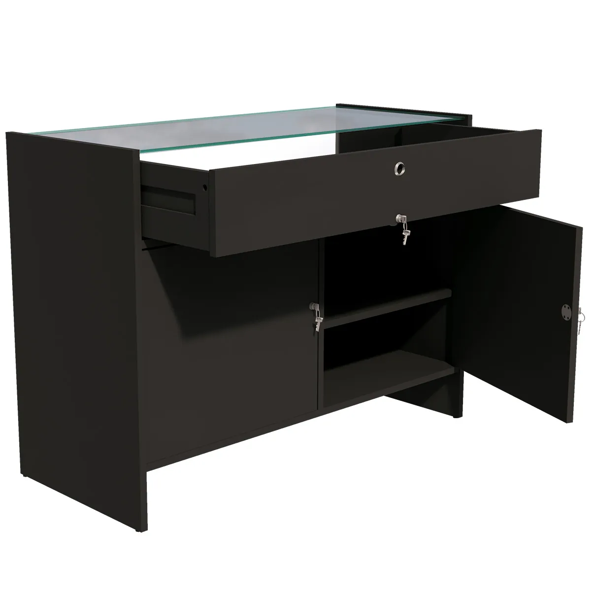 Comptoir vitrine noir mat 118,1 x 50,5 x 88 cm - Comptoirs Easy-4