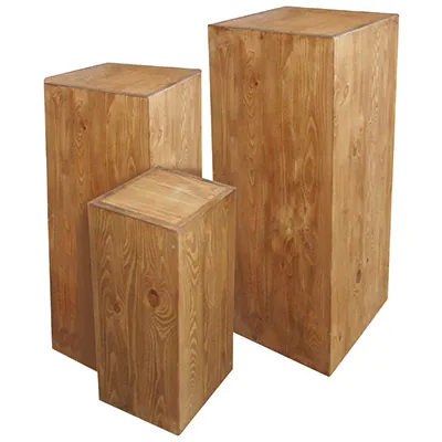 Podium bois 24 x 24 x 60 cm brun - Podium de présentation magasin - Ligne Authentique-1