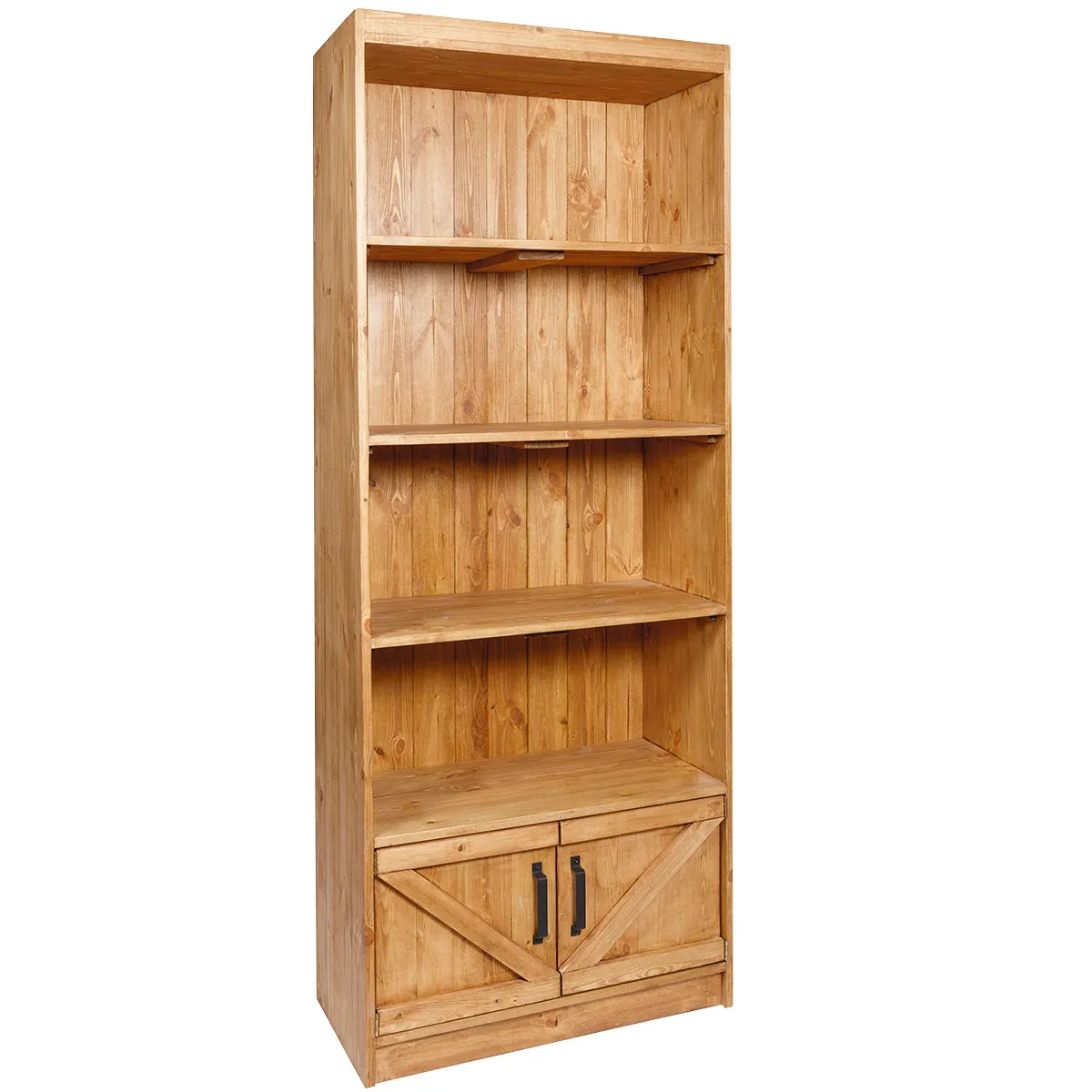 Buffet haut avec caisson et 4 étagères bois massif 79 x 39 x 200 cm brun - Mobilier retail - Ligne Authentique