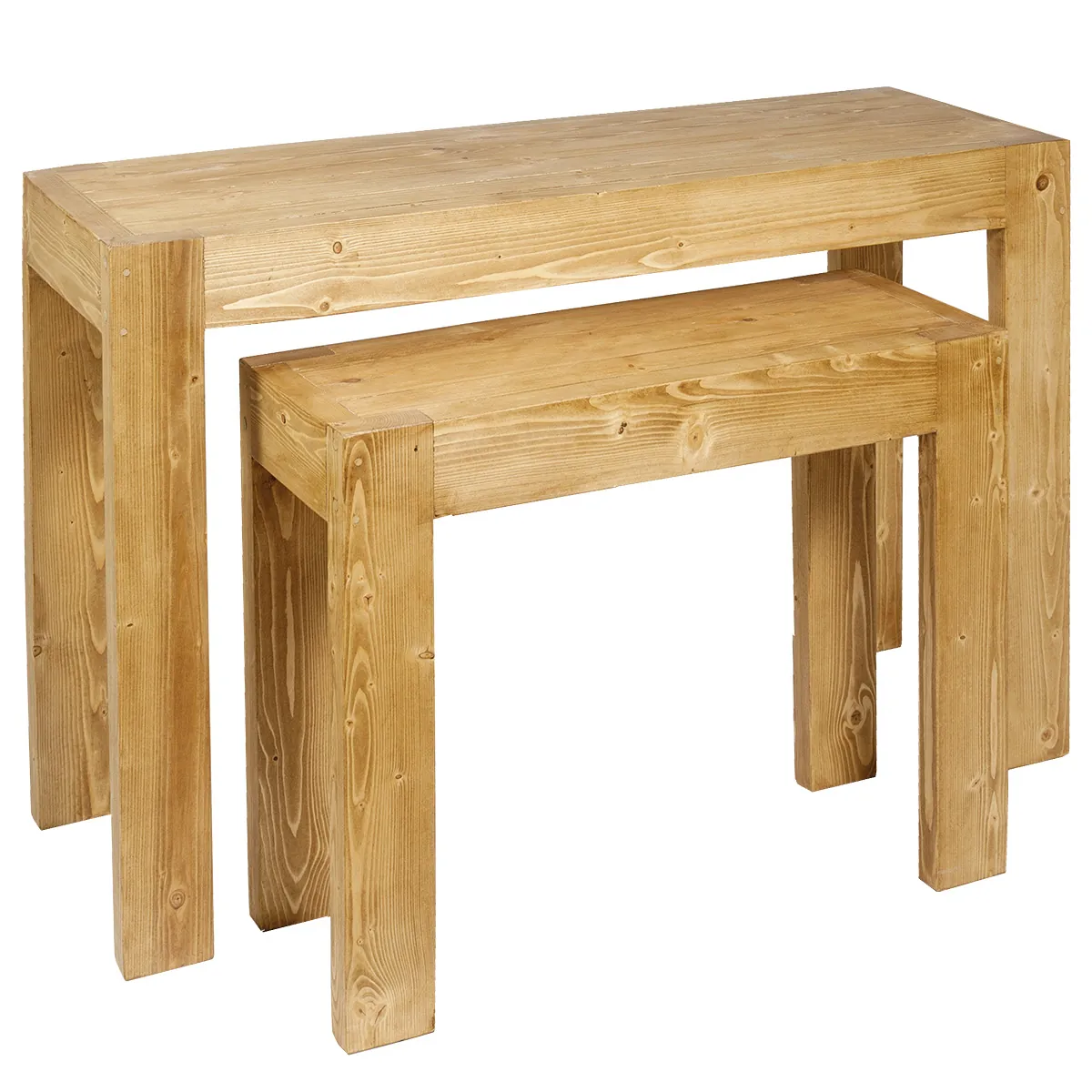 Tables gigognes pro présentation magasin bois massif brun 79/119 x 29/39 x 60/79 cm - Ligne Authentique