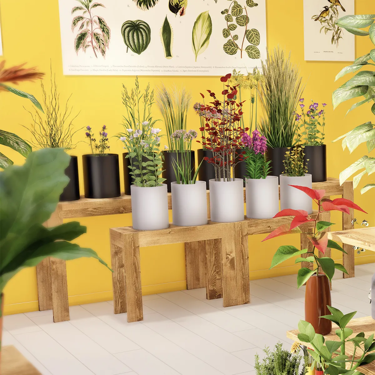 Tables gigognes pro présentation magasin bois massif brun 79/119 x 29/39 x 60/79 cm - Ligne Authentique-1