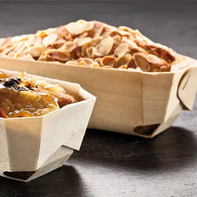 Moule de cuisson en bois avec caissette papier siliconé 185 x 115 x 40 mm - Moule en bois - Naturel - Lot de 200 - Moules jetables, Caissettes papier-2