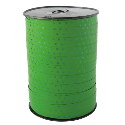 Bolduc vert à pois 10 mm x 225 m polypropylène - Bolducs imprimés et à motifs