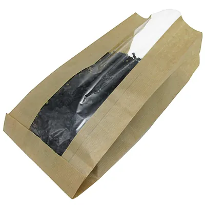 Sachet kraft avec fenêtre 2 kg 20 + 7 x 30 cm - Sac kraft sans poignée - Lot de 1000 - Sacs SOS avec fenêtre-1