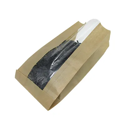 Sacs kraft à fenêtre - 23 + 10 x H 34 cm - par 1000 - Sacs SOS avec fenêtre-2