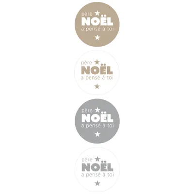 Étiquettes adhésives couleurs assorties “Père Noël a pensé à toi” Ø 35 mm – Paquet de 500 - Étiquettes cadeaux adhésives