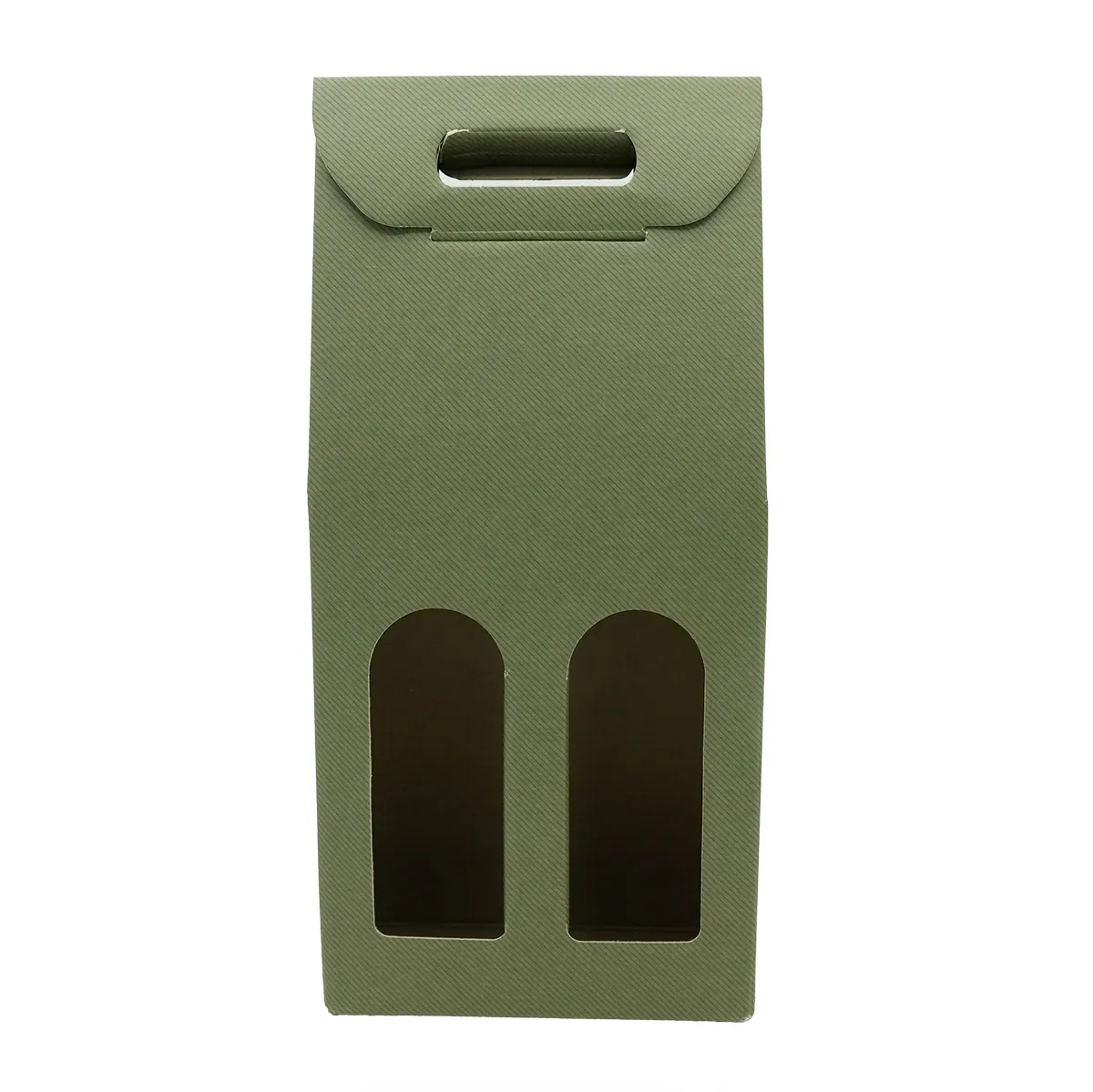 Boîte carton 2 bouteilles à fenêtre 18 x 9 x 38,5 cm Vert - Étui 2 bouteilles - Coffret 2 bouteilles - Paquet de 10 - Coffrets pour bouteilles de vin, Boîtes pour bouteilles de vin