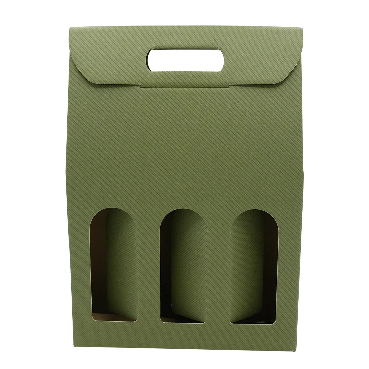 Boîte carton 3 bouteilles à fenêtre 27 x 9 x 38,5 cm Vert - Étui 3 bouteilles - Coffret 3 bouteilles - Paquet de 10 - Coffrets pour bouteilles de vin, Boîtes pour bouteilles de vin
