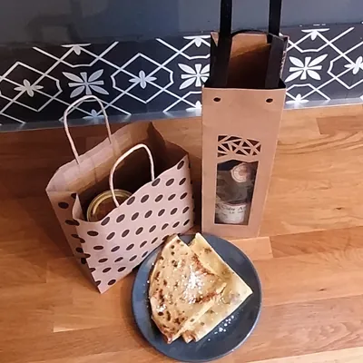 Sac kraft à pois brun / noir 25 + 12 x 31 cm - Sac papier - Paquet de 50 - Sacs kraft à motifs-2