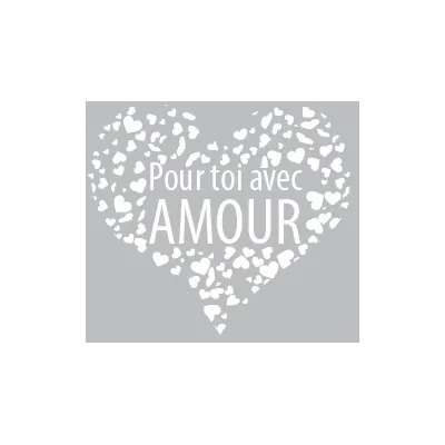 Sticker Saint Valentin Pour toi avec AMOUR 50 x 50 cm blanc - Sticker vitrine