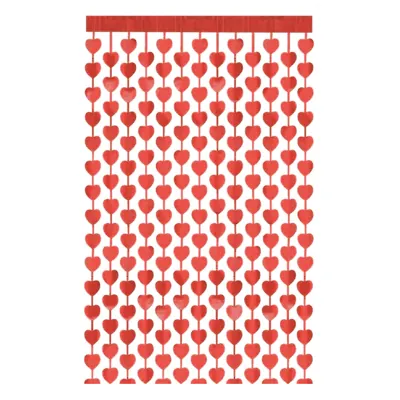 Rideau coeurs rouges 100 x 200 cm - Déco Saint Valentin - Décors Vitrine St Valentin